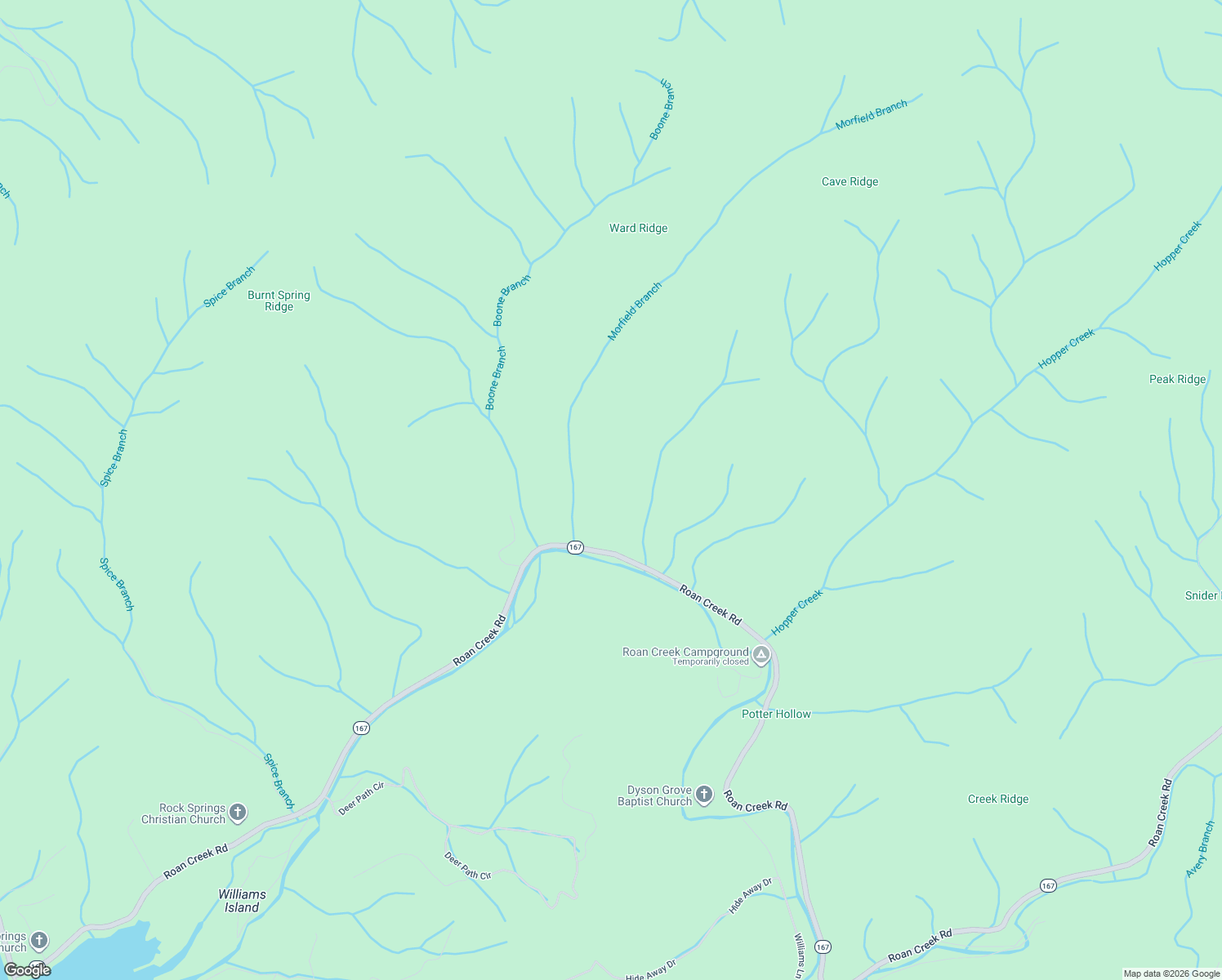 map of restaurants, bars, coffee shops, grocery stores, and more near 9600 Roan Creek Road in Butler