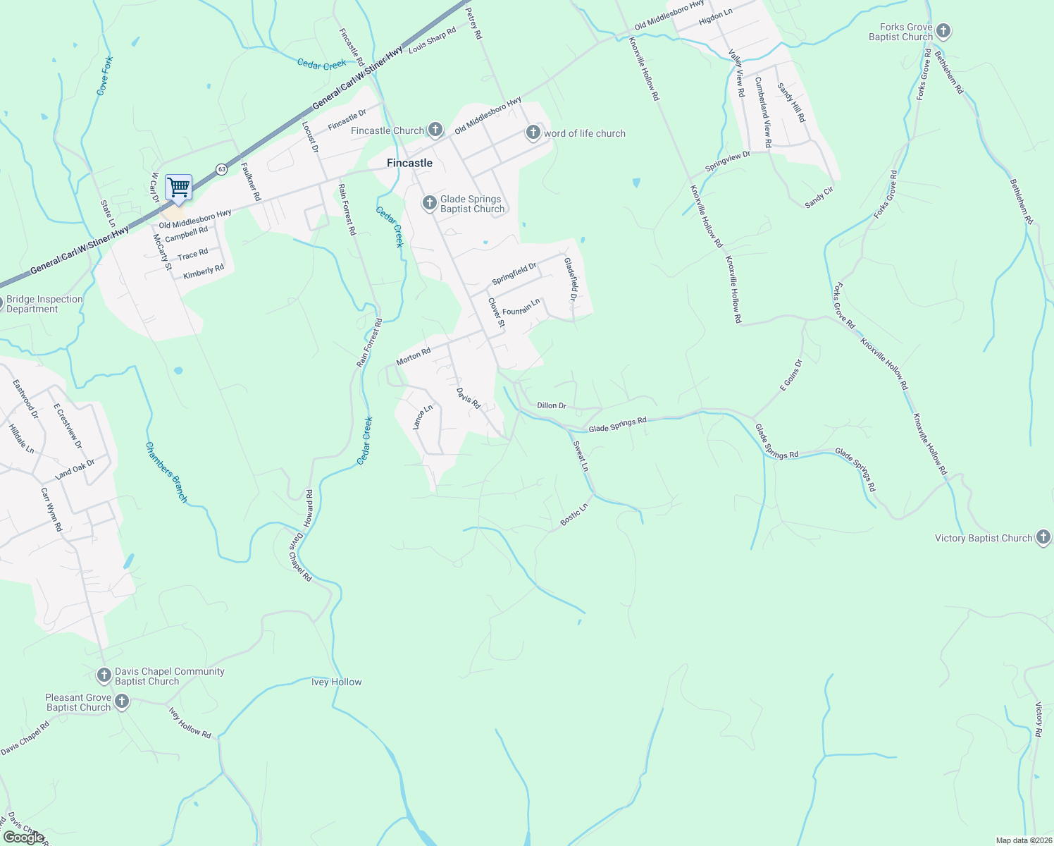map of restaurants, bars, coffee shops, grocery stores, and more near 105 East Chapman Road in LaFollette