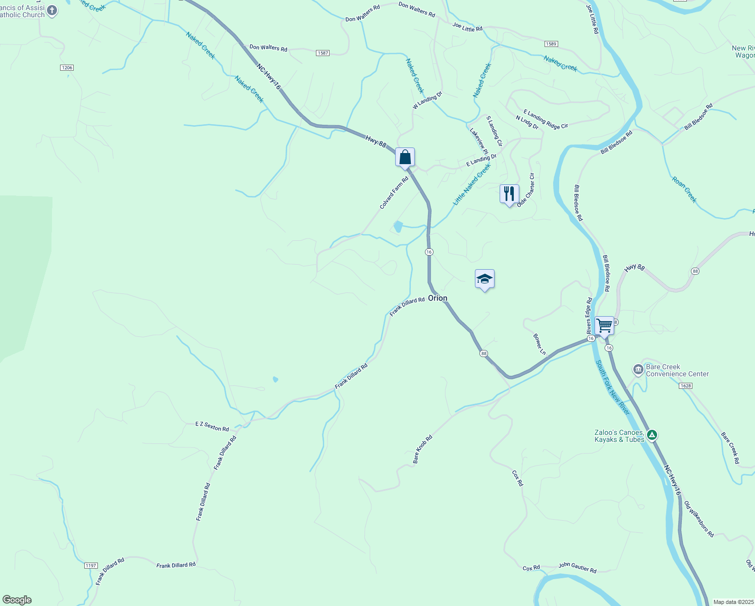 map of restaurants, bars, coffee shops, grocery stores, and more near 479 Meadow Ridge Drive in Jefferson