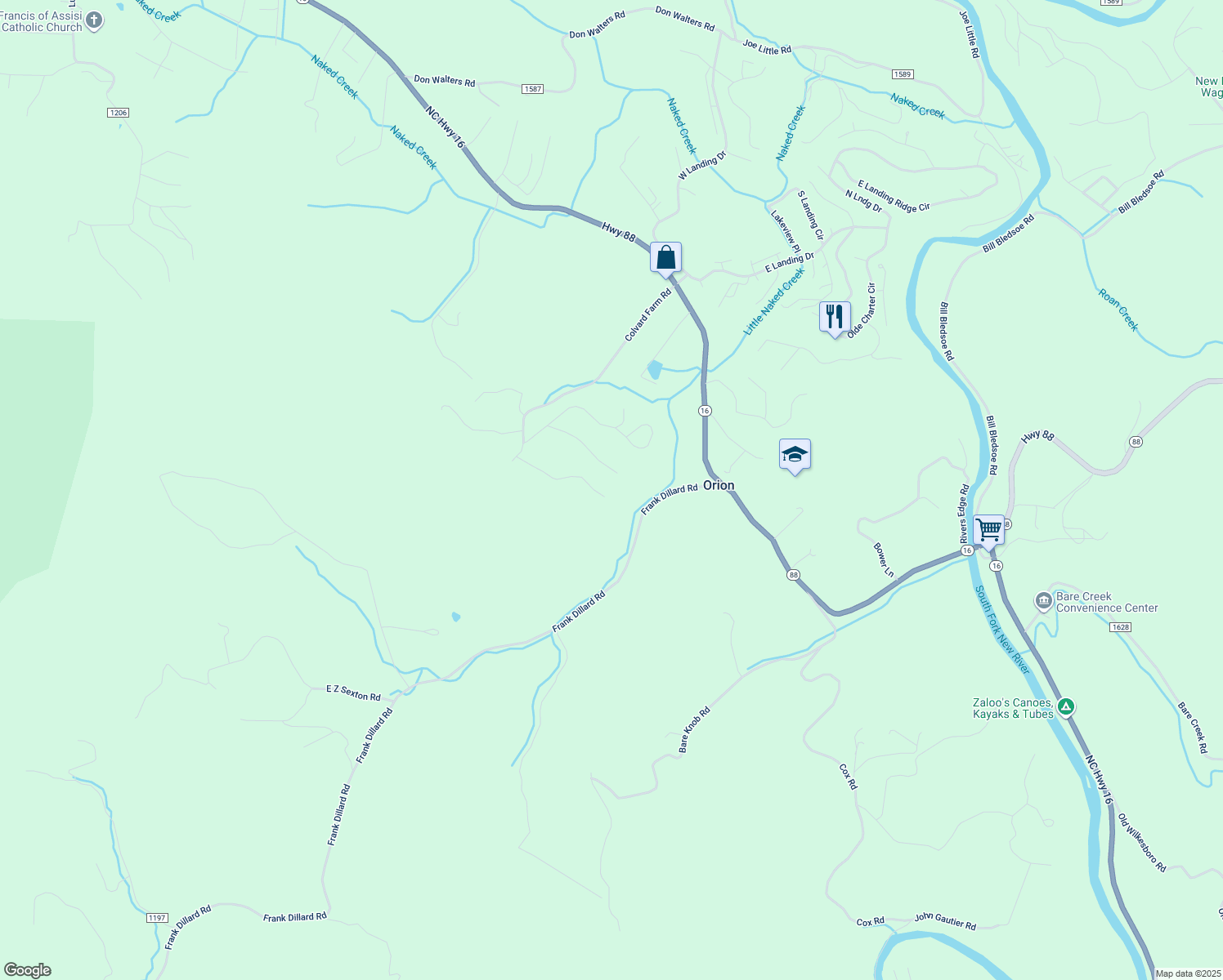 map of restaurants, bars, coffee shops, grocery stores, and more near 479 Meadow Ridge Drive in Jefferson