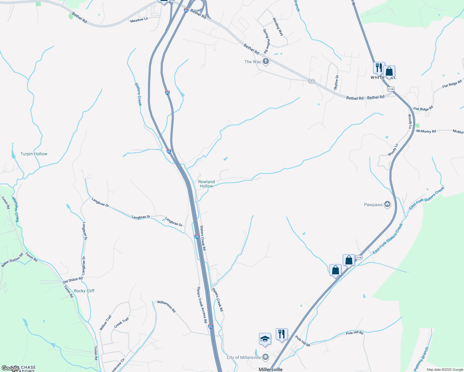 map of restaurants, bars, coffee shops, grocery stores, and more near 134 Henry Road in Goodlettsville