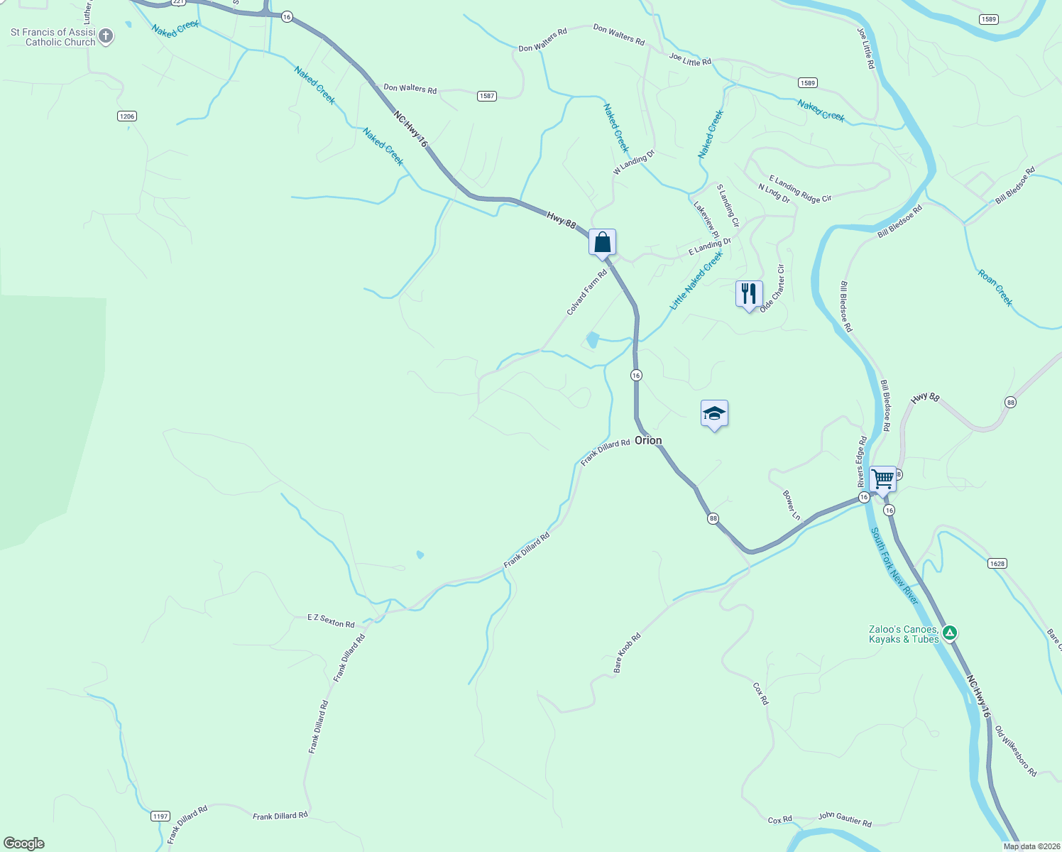 map of restaurants, bars, coffee shops, grocery stores, and more near 361 Meadow Ridge Drive in Jefferson