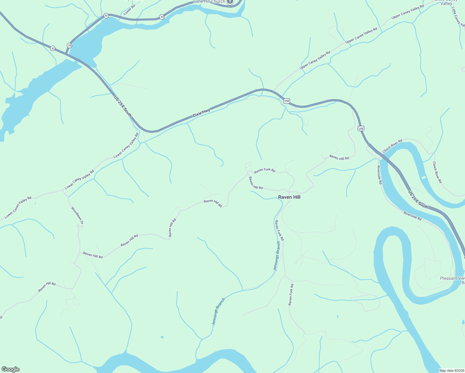 map of restaurants, bars, coffee shops, grocery stores, and more near 902 Raven Hill Road in Tazewell
