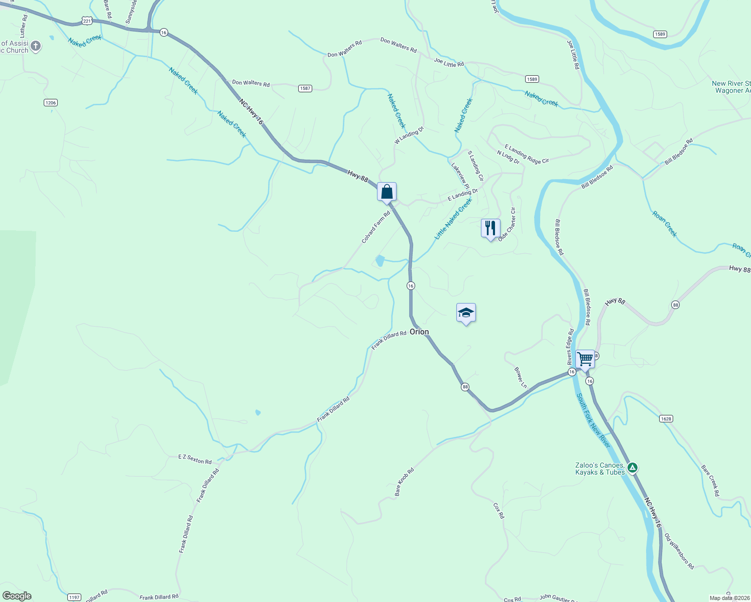 map of restaurants, bars, coffee shops, grocery stores, and more near 544 Chestnut Ridge Drive in Jefferson