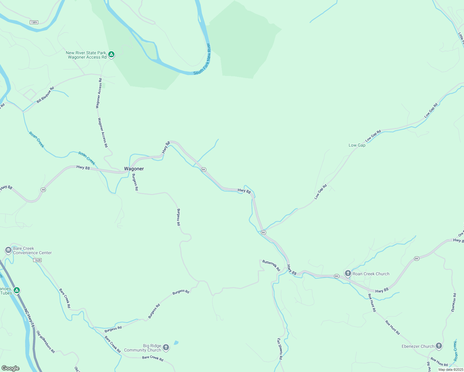 map of restaurants, bars, coffee shops, grocery stores, and more near 2955 North Carolina 88 in Jefferson