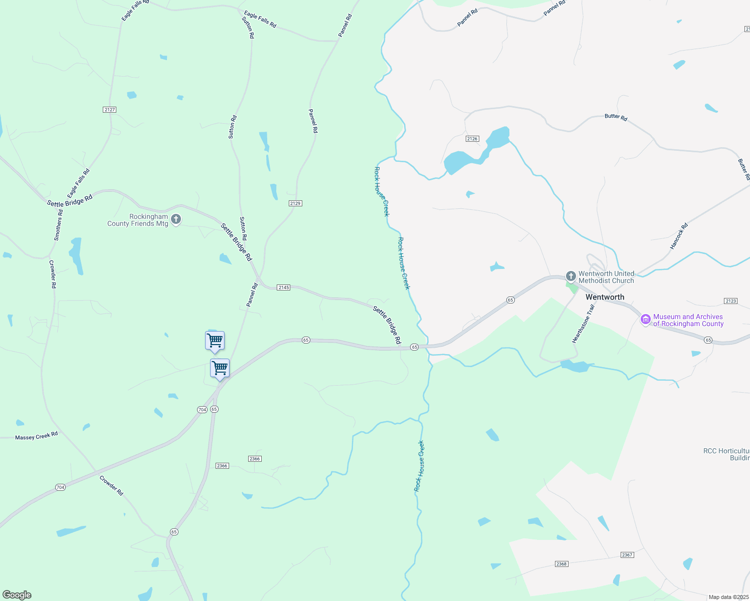 map of restaurants, bars, coffee shops, grocery stores, and more near 126 Gold Finch Road in Reidsville