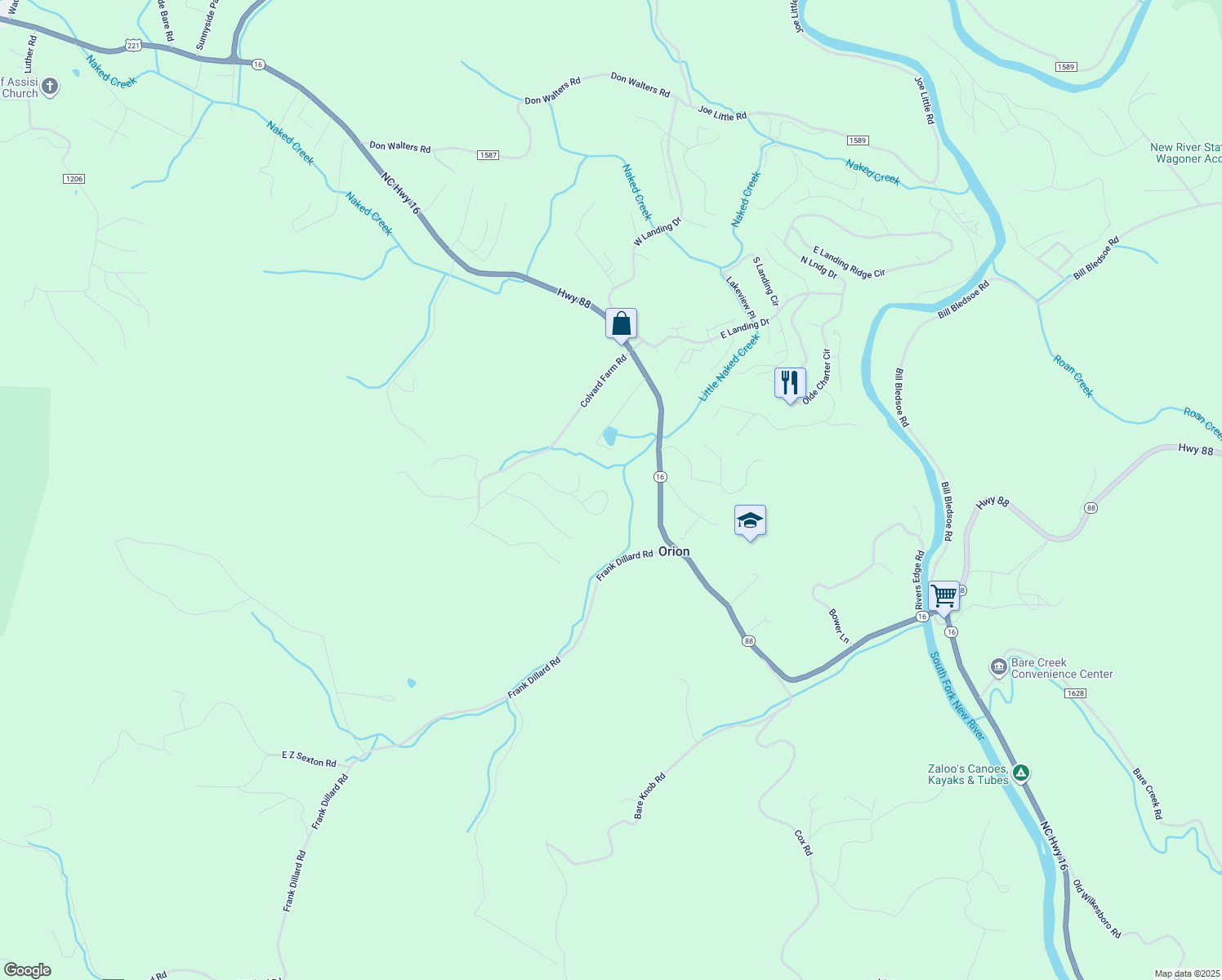 map of restaurants, bars, coffee shops, grocery stores, and more near 590 Chestnut Ridge Drive in Jefferson