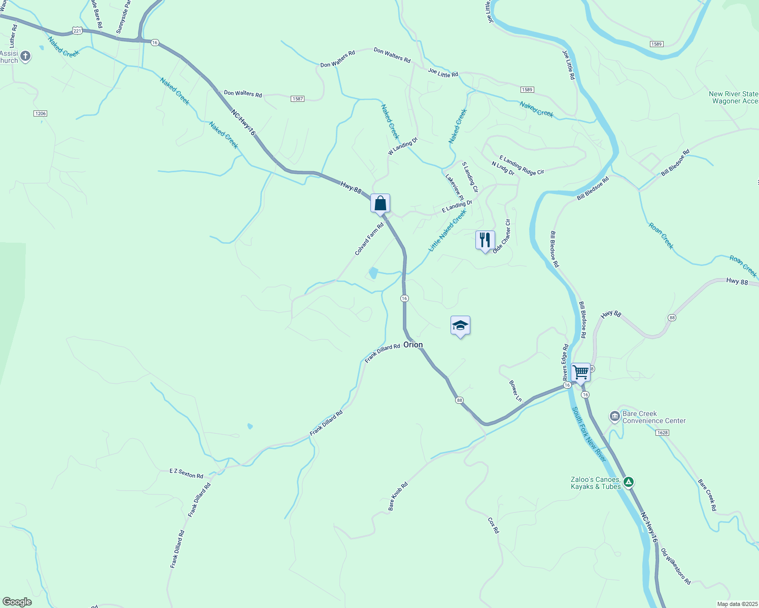 map of restaurants, bars, coffee shops, grocery stores, and more near 590 Chestnut Ridge Drive in Jefferson