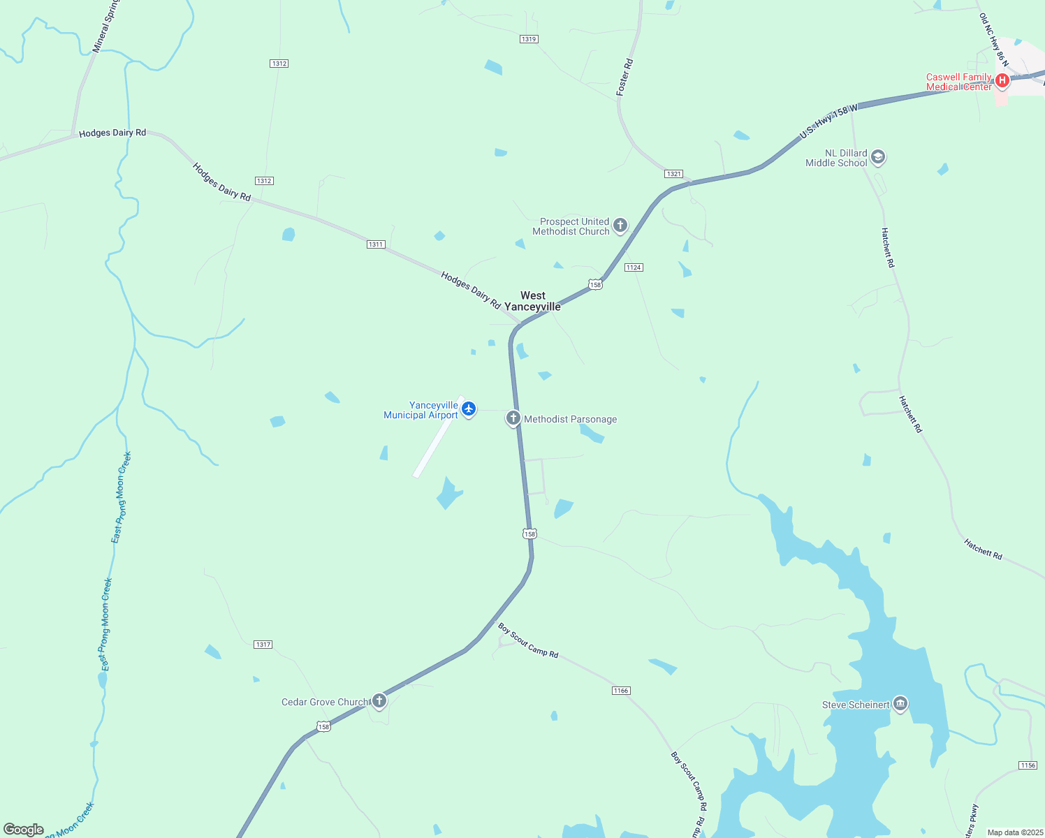 map of restaurants, bars, coffee shops, grocery stores, and more near 2747 U.S. 158 in Yanceyville