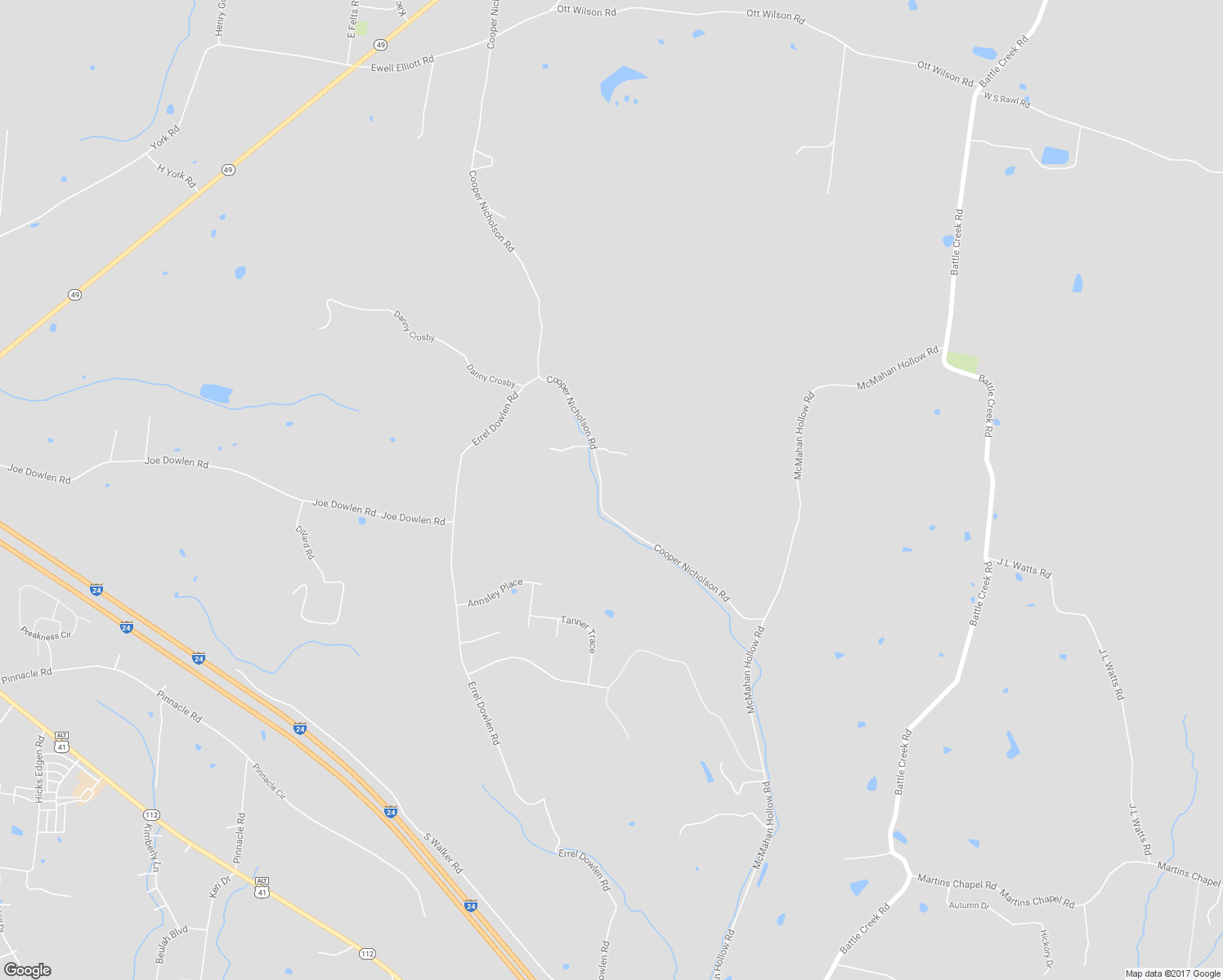 map of restaurants, bars, coffee shops, grocery stores, and more near 3535 Cooper Nicholson Road in Pleasant View