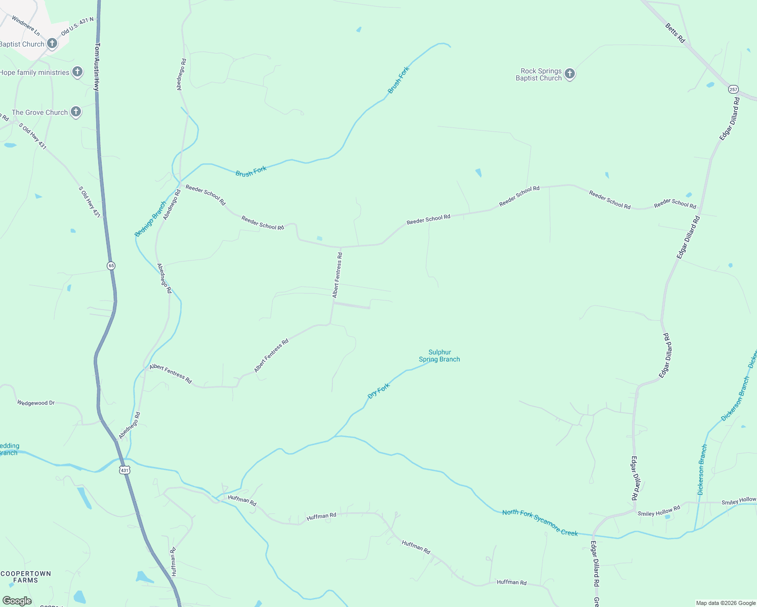 map of restaurants, bars, coffee shops, grocery stores, and more near 4925 Albert Fentress Road in Greenbrier