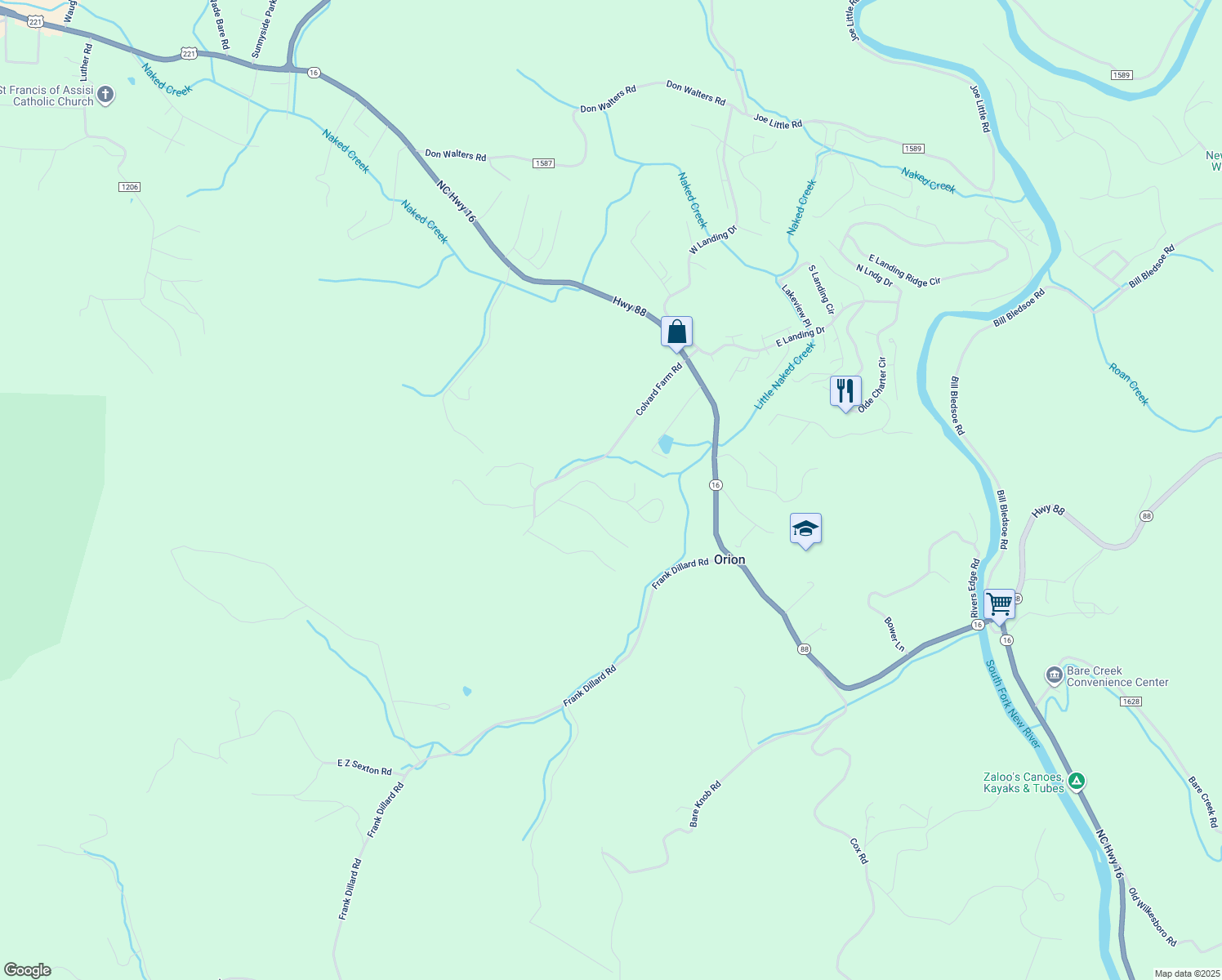 map of restaurants, bars, coffee shops, grocery stores, and more near 345 Chestnut Ridge Drive in Jefferson