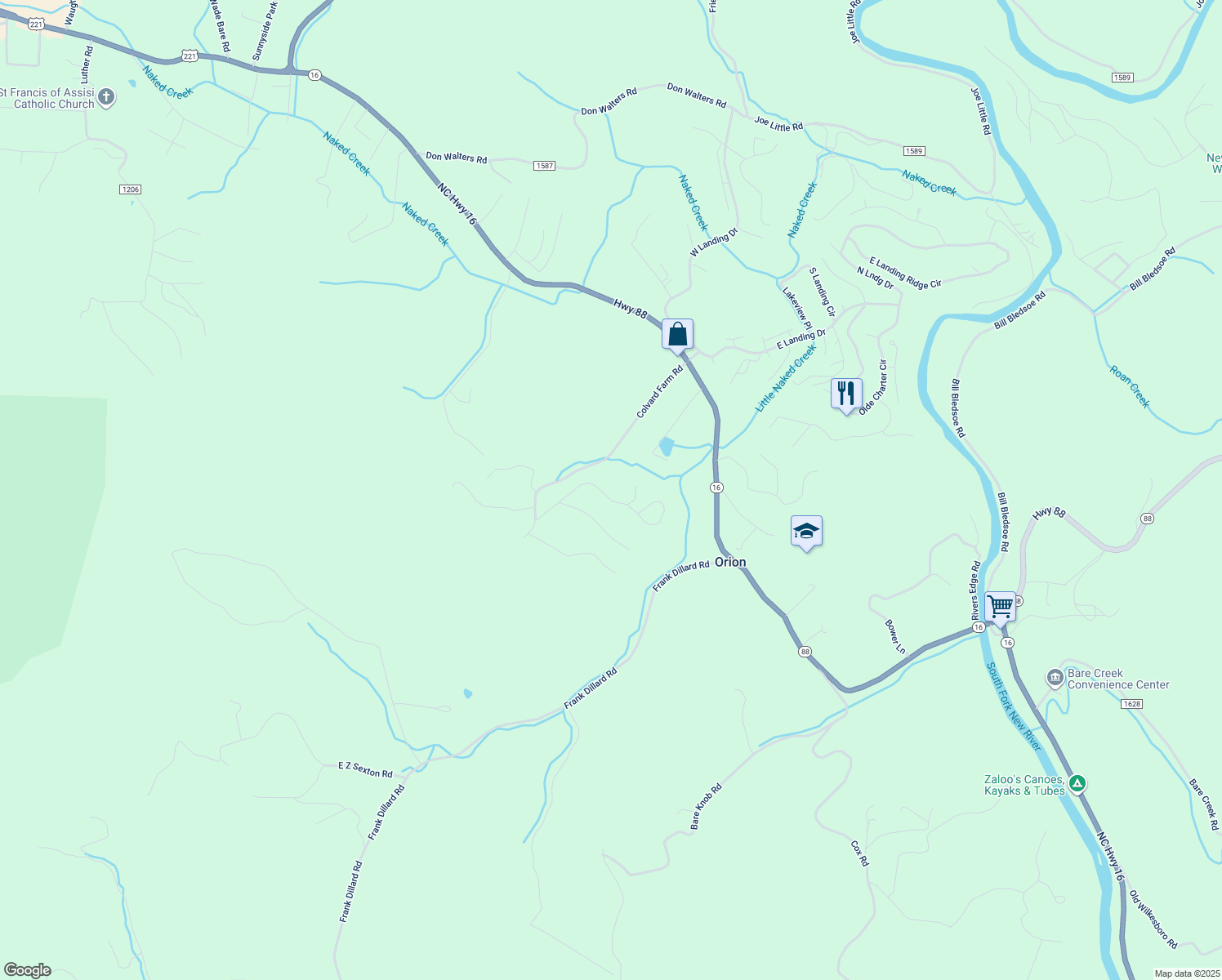 map of restaurants, bars, coffee shops, grocery stores, and more near 345 Chestnut Ridge Drive in Jefferson
