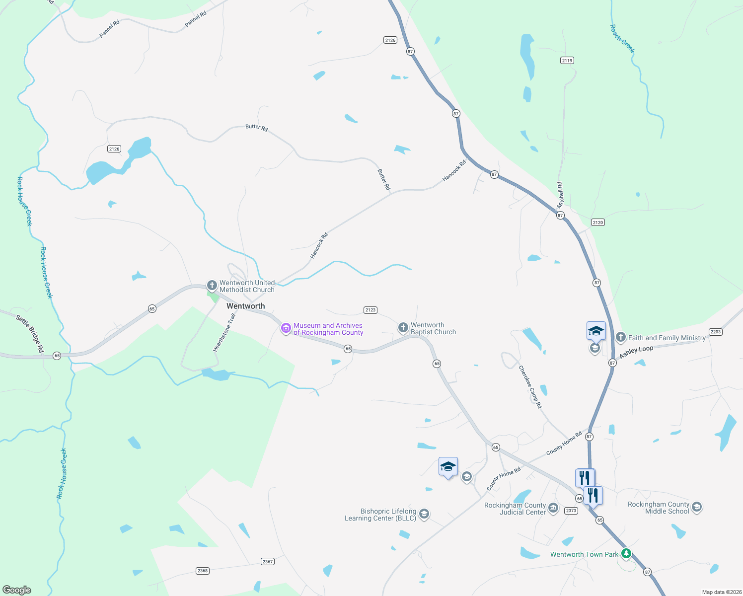 map of restaurants, bars, coffee shops, grocery stores, and more near 815 North Carolina 65 in Reidsville