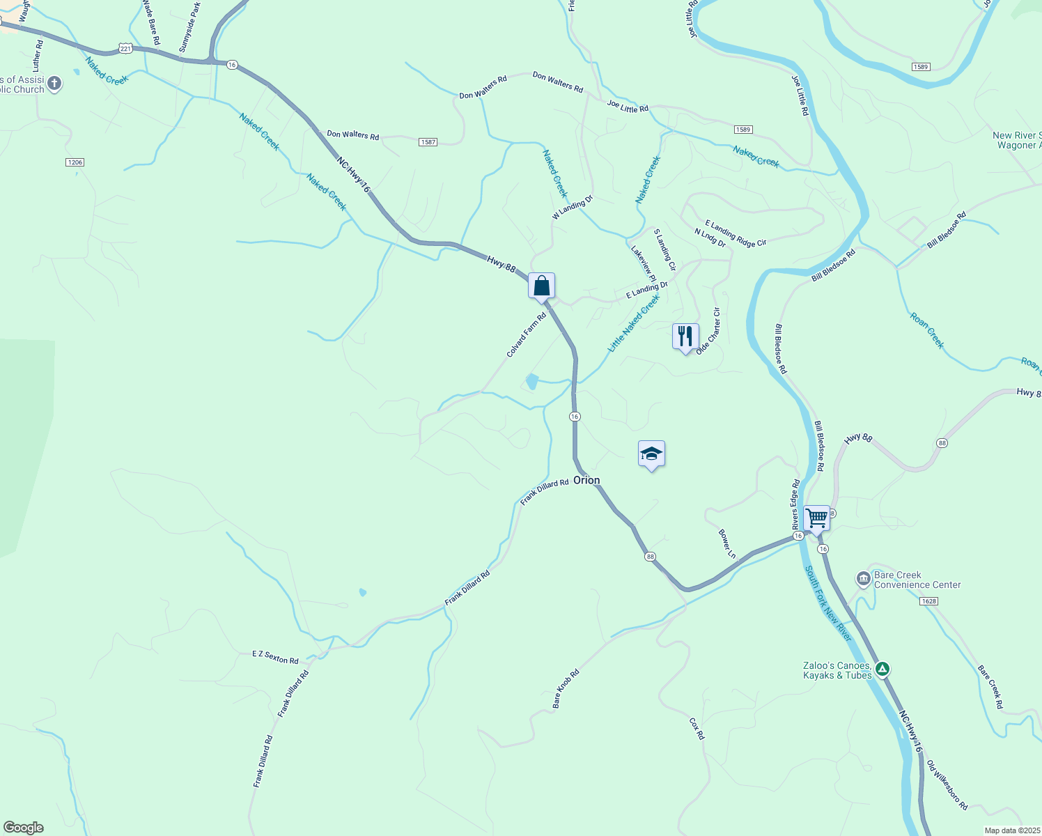 map of restaurants, bars, coffee shops, grocery stores, and more near 634 Chestnut Ridge Drive in Jefferson