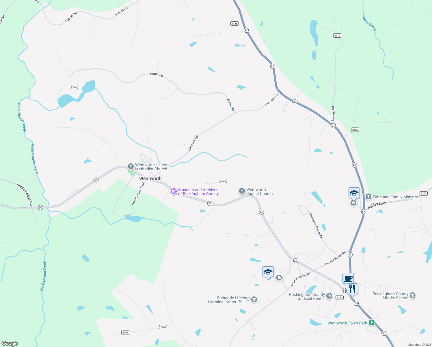 map of restaurants, bars, coffee shops, grocery stores, and more near 815 North Carolina 65 in Reidsville