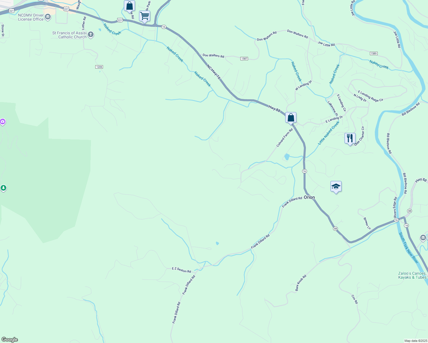 map of restaurants, bars, coffee shops, grocery stores, and more near 349 Cloverdale Drive in Jefferson