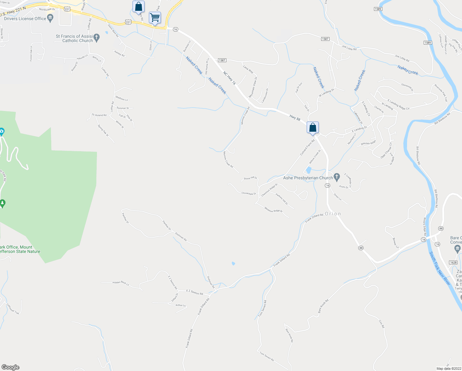 map of restaurants, bars, coffee shops, grocery stores, and more near 349 Cloverdale Drive in Jefferson
