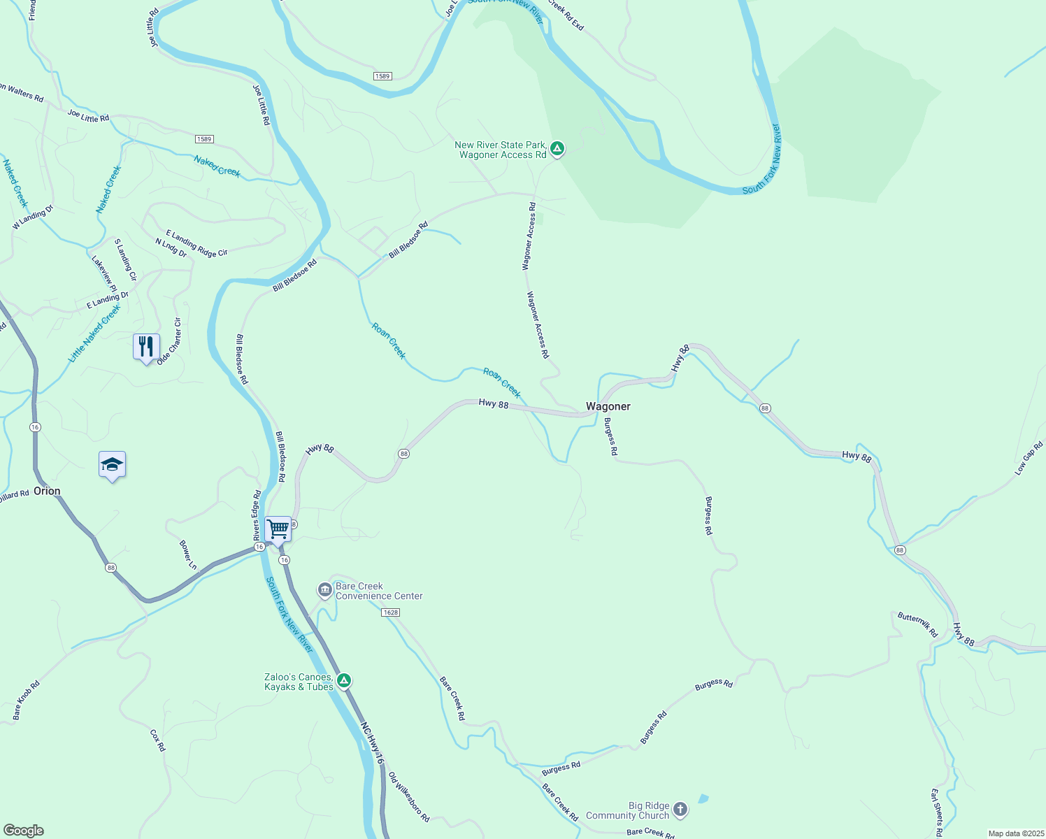 map of restaurants, bars, coffee shops, grocery stores, and more near 140 Dishman Severt Road in Jefferson
