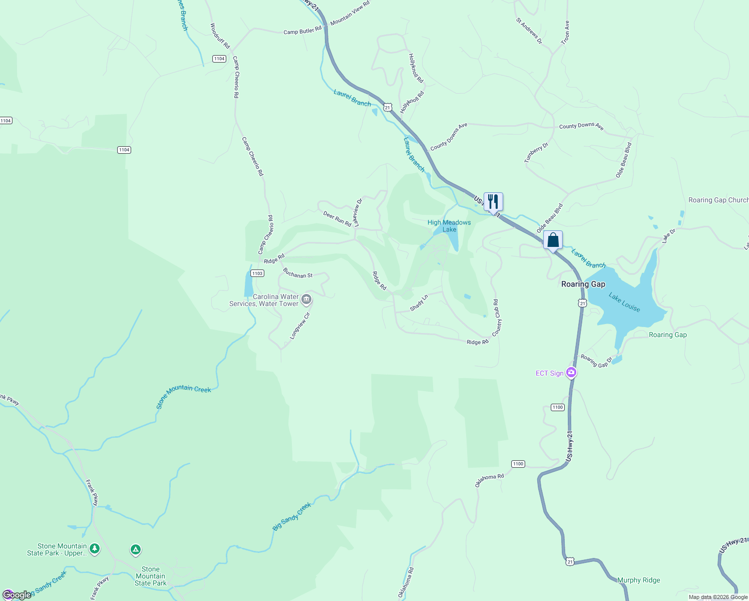 map of restaurants, bars, coffee shops, grocery stores, and more near 89 Rabbit Run in Glade Valley