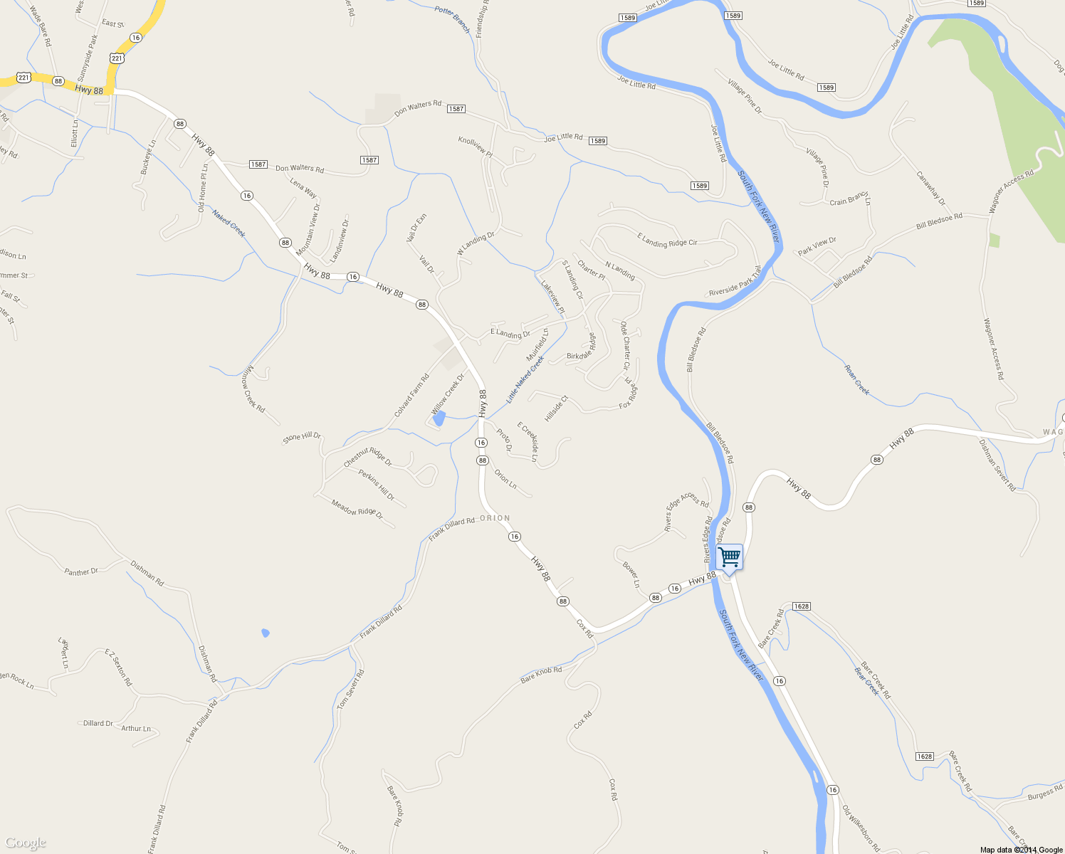 map of restaurants, bars, coffee shops, grocery stores, and more near 220 E Creekside Ln in Jefferson