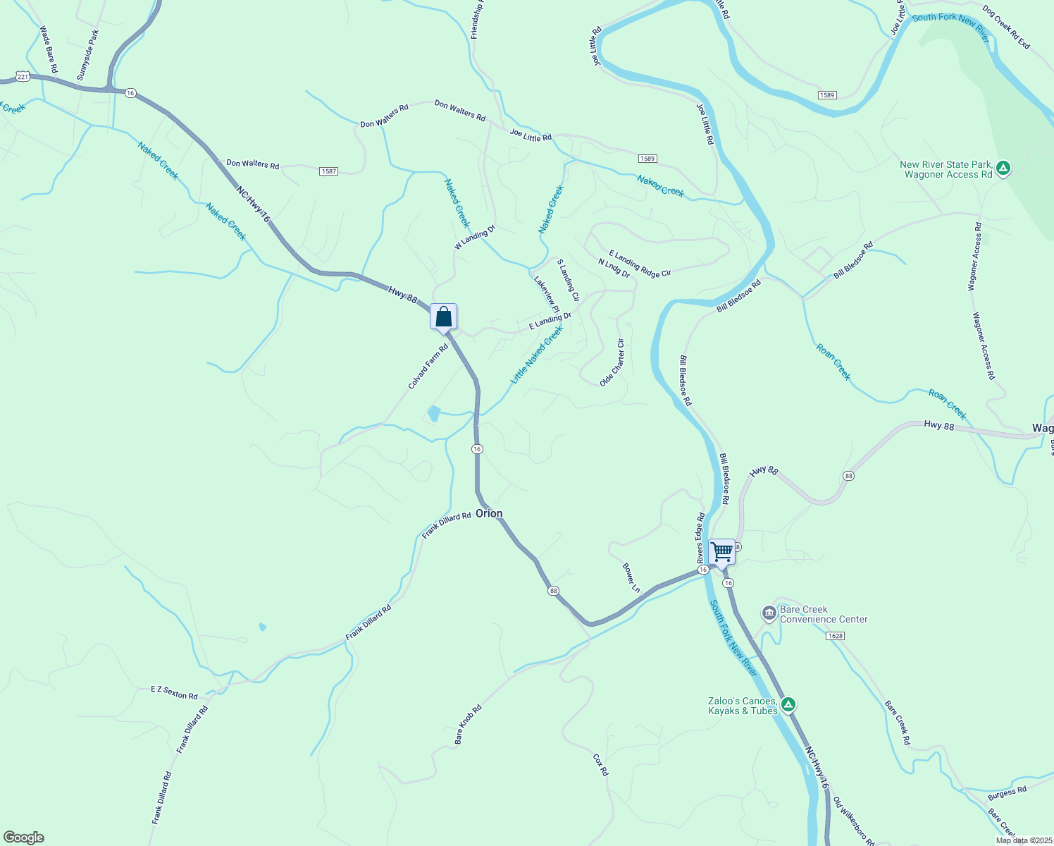 map of restaurants, bars, coffee shops, grocery stores, and more near 220 East Creekside Lane in Jefferson