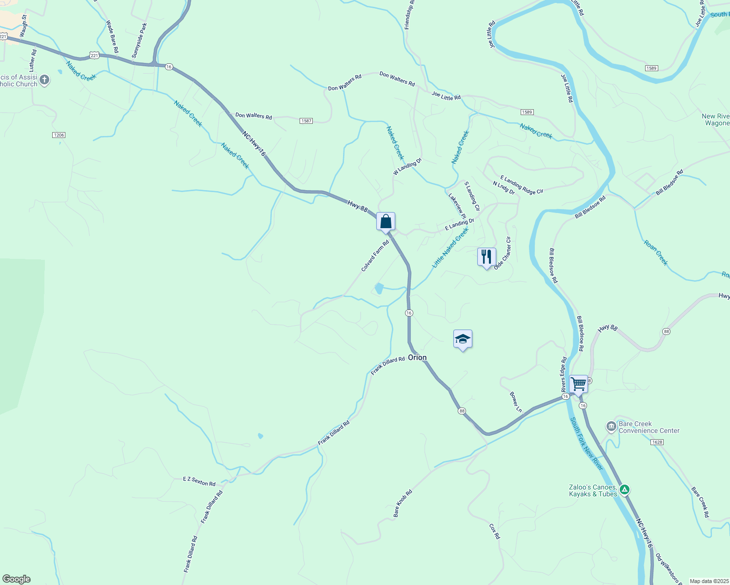 map of restaurants, bars, coffee shops, grocery stores, and more near 348 Willow Creek Drive in Jefferson