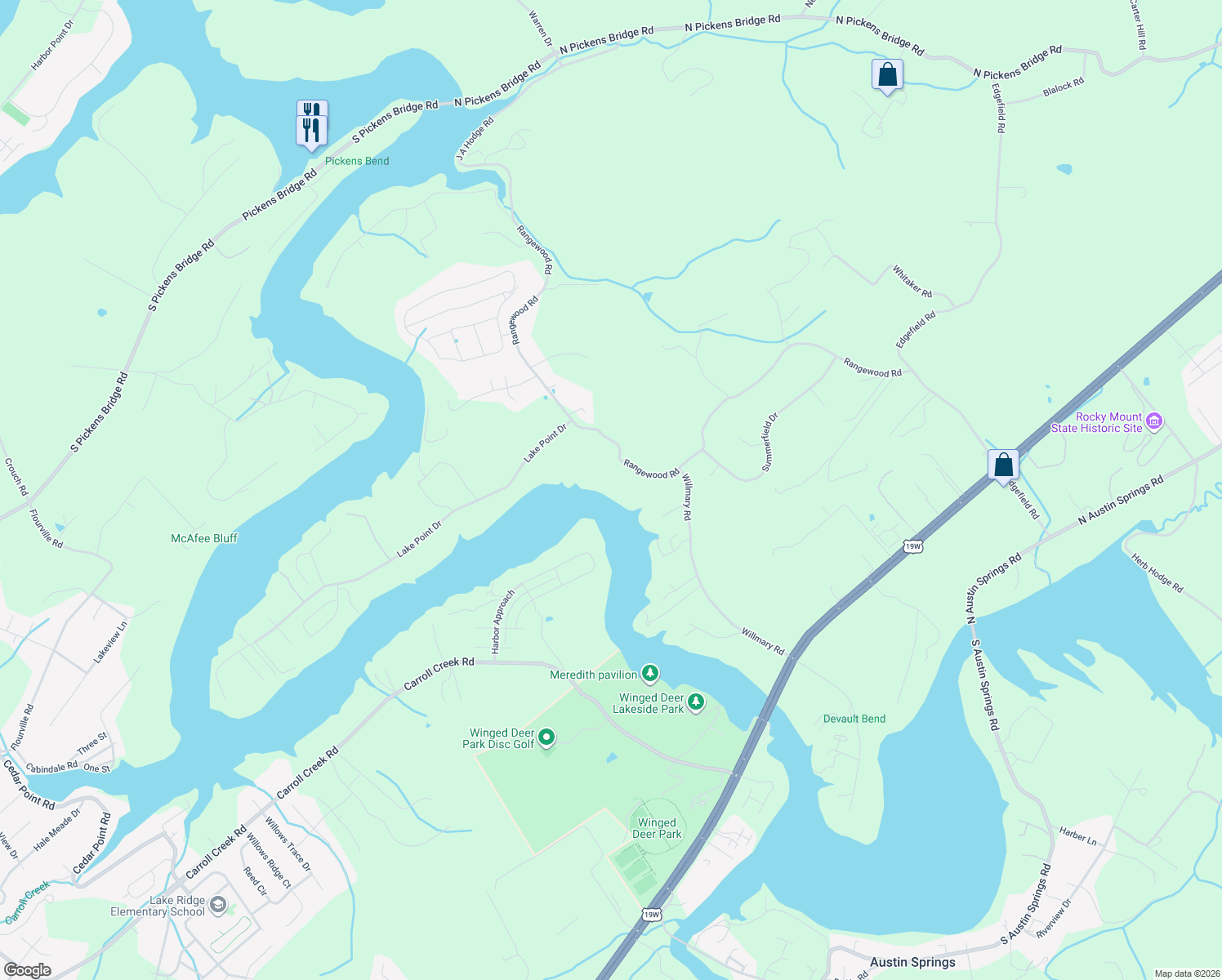 map of restaurants, bars, coffee shops, grocery stores, and more near 645 Rangewood Rd in Piney Flats