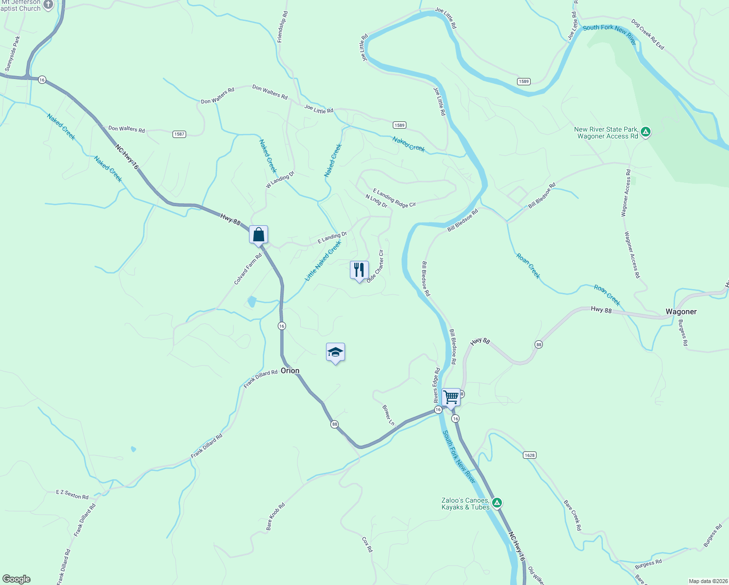 map of restaurants, bars, coffee shops, grocery stores, and more near 278 Olde Charter Circle in Jefferson