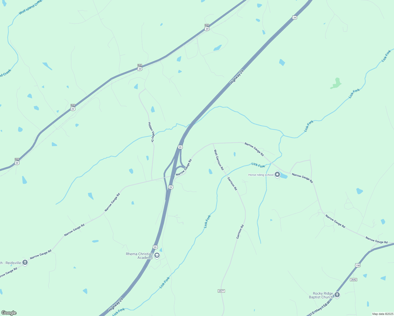 map of restaurants, bars, coffee shops, grocery stores, and more near 1976 Narrow Gauge Road in Reidsville