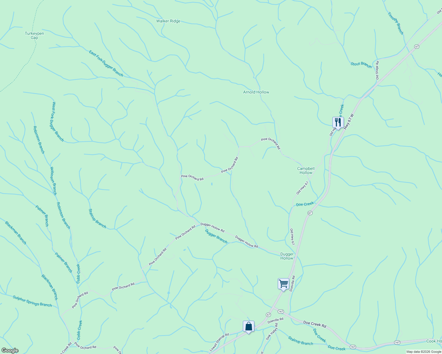 map of restaurants, bars, coffee shops, grocery stores, and more near 570-574 Frank Shupe Ln in Butler
