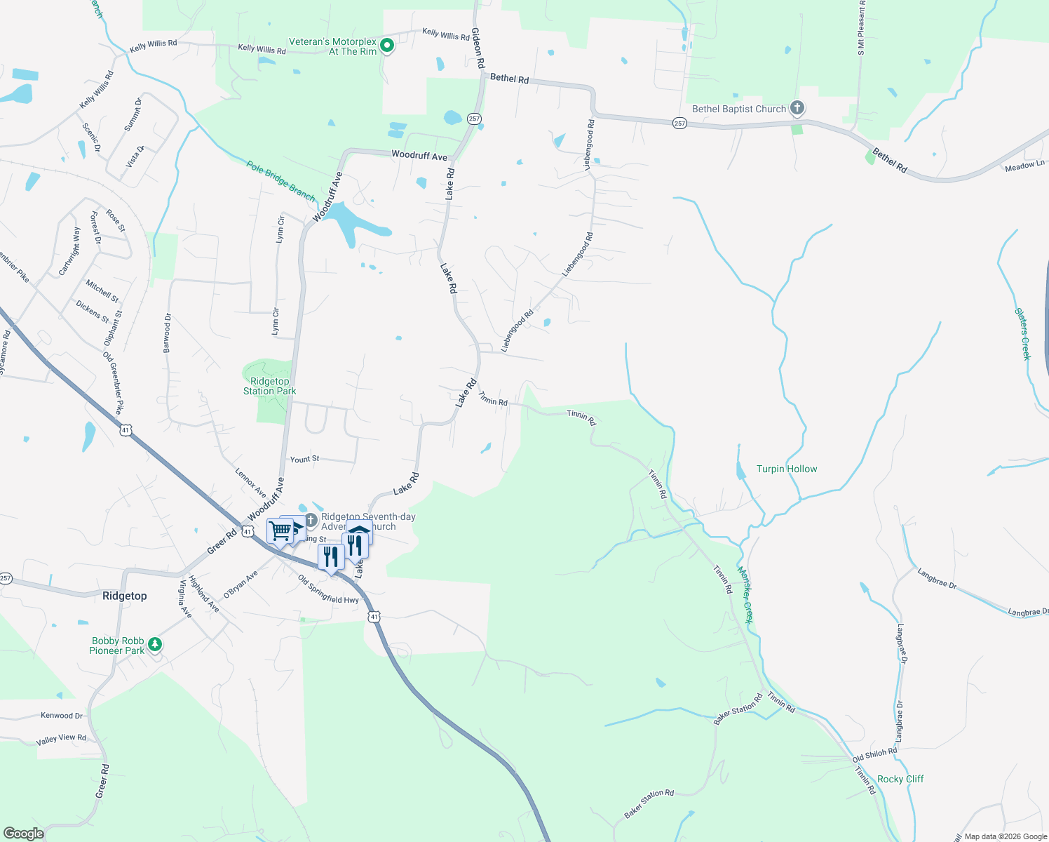 map of restaurants, bars, coffee shops, grocery stores, and more near 477 Tinnin Road in Goodlettsville