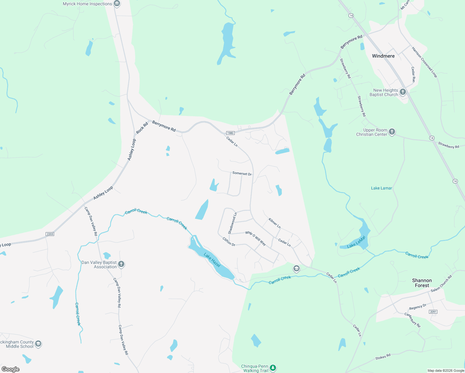 map of restaurants, bars, coffee shops, grocery stores, and more near 155 Lake Front Drive in Reidsville