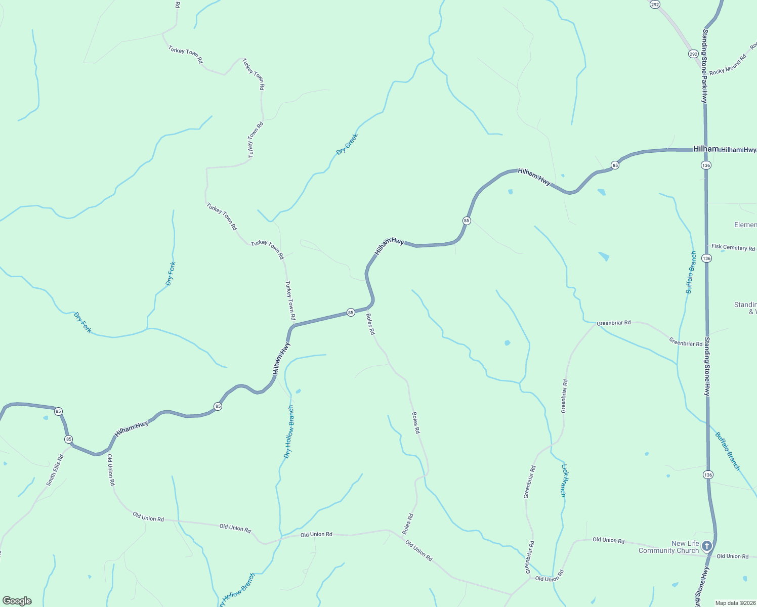 map of restaurants, bars, coffee shops, grocery stores, and more near 3133 Hilham Hwy in Overton