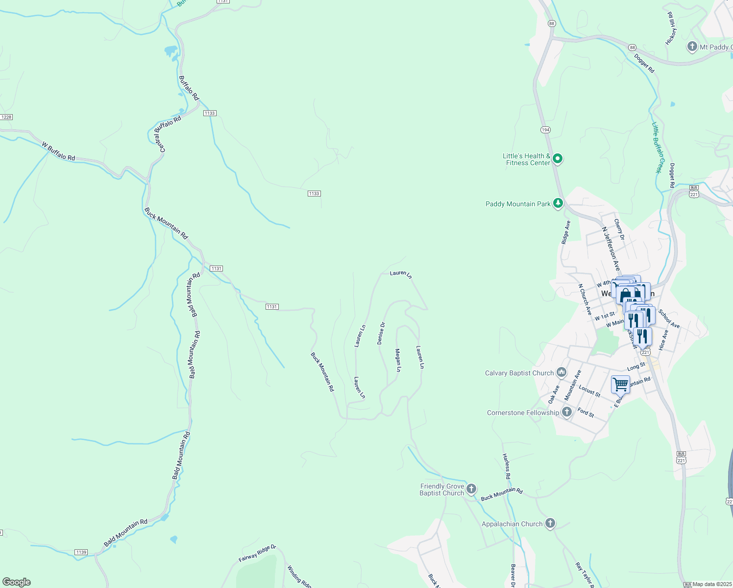 map of restaurants, bars, coffee shops, grocery stores, and more near 841 Lauren Lane in West Jefferson