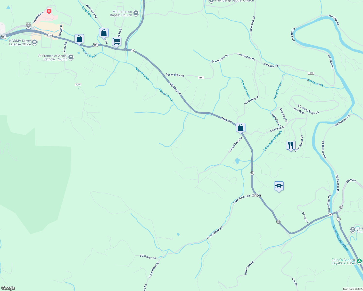 map of restaurants, bars, coffee shops, grocery stores, and more near 177 Amberidge Drive in Jefferson