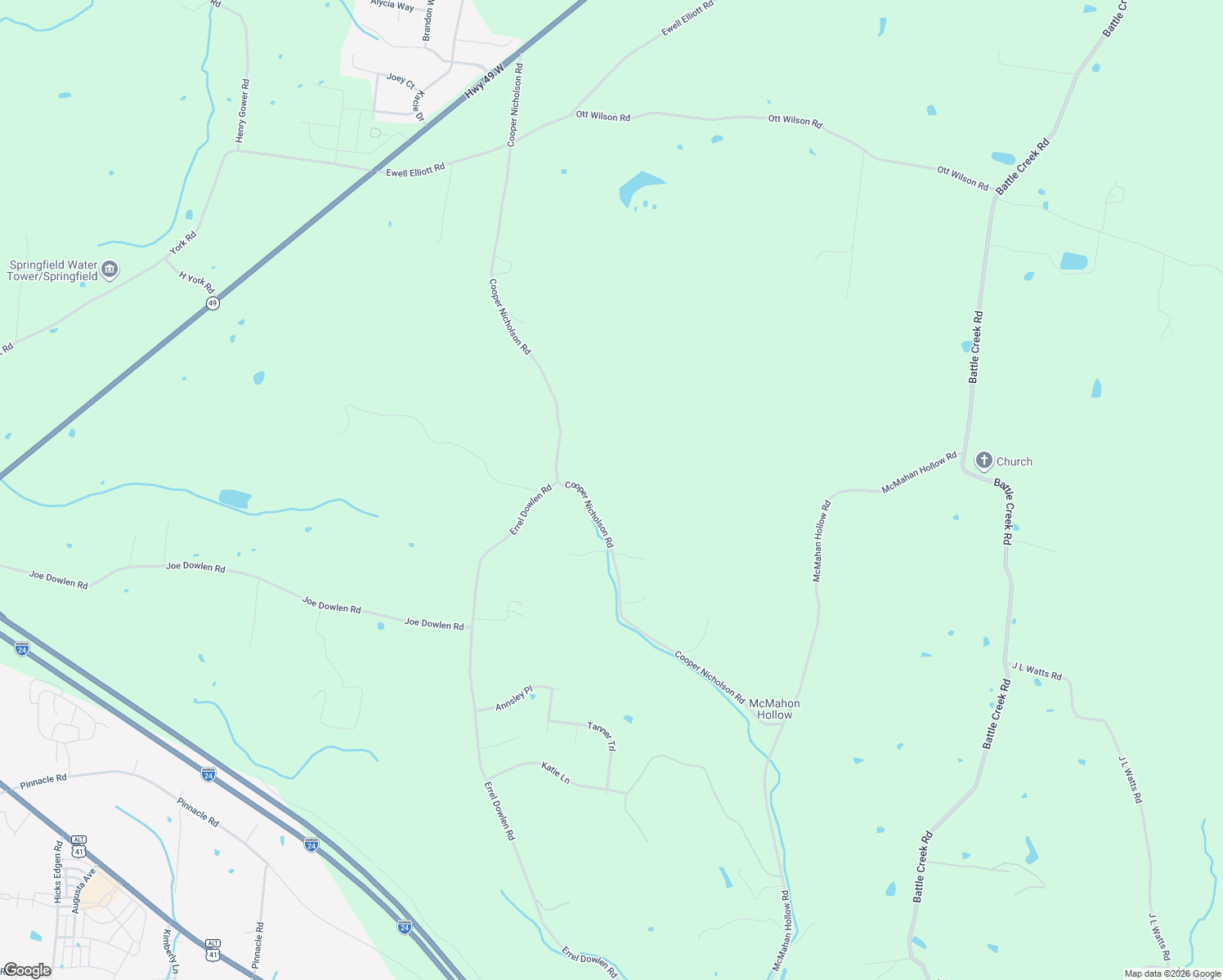 map of restaurants, bars, coffee shops, grocery stores, and more near 3611 Cooper Nicholson Road in Pleasant View