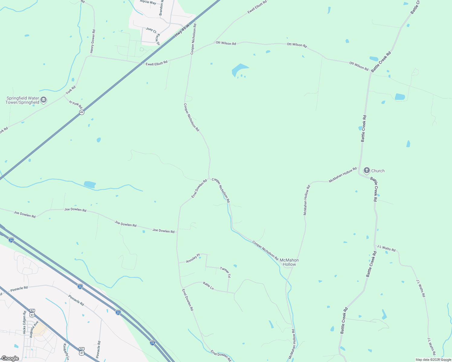 map of restaurants, bars, coffee shops, grocery stores, and more near 3611 Cooper Nicholson Road in Pleasant View