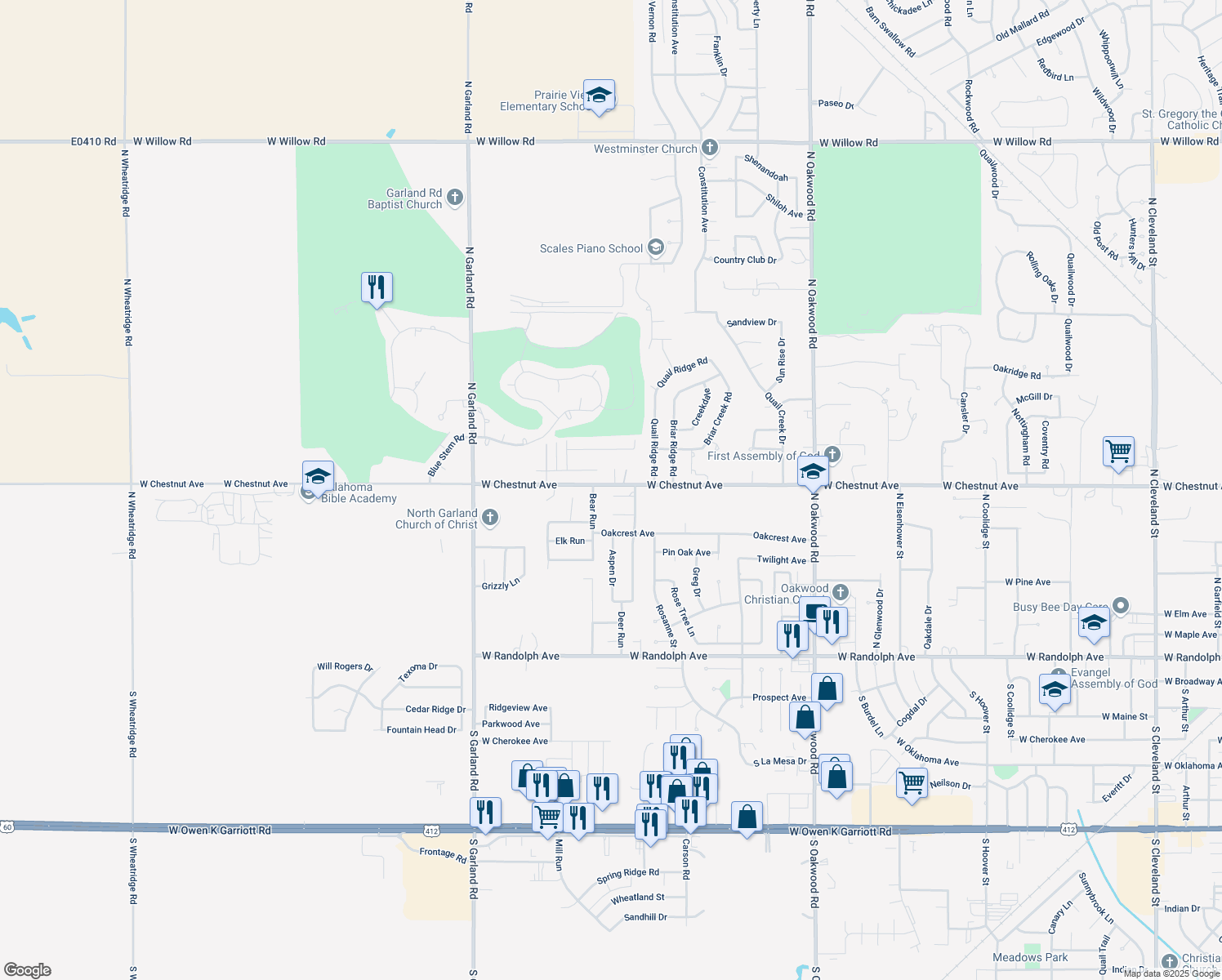 map of restaurants, bars, coffee shops, grocery stores, and more near 4614 Alpine Pl in Enid