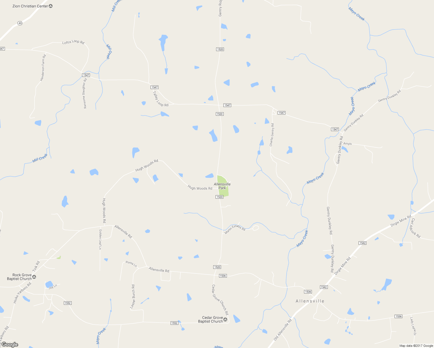 map of restaurants, bars, coffee shops, grocery stores, and more near 726 Gentry Ridge Road in Roxboro