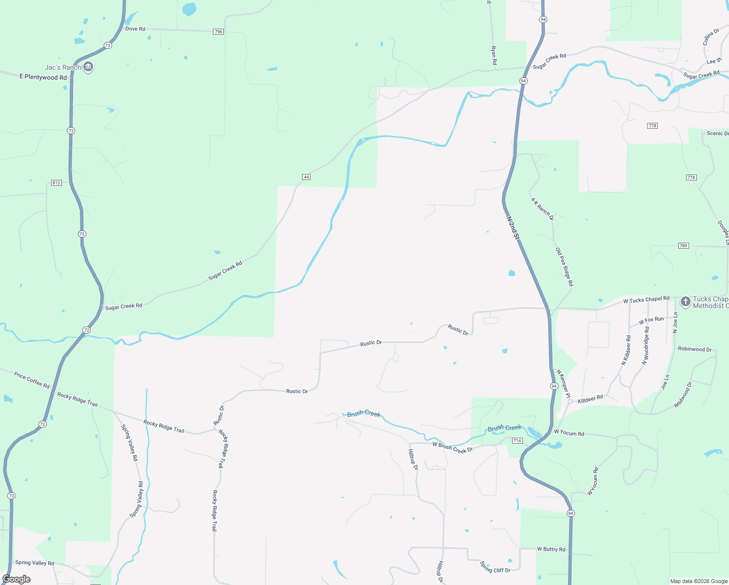 map of restaurants, bars, coffee shops, grocery stores, and more near 1305 Rustic Drive in Rogers
