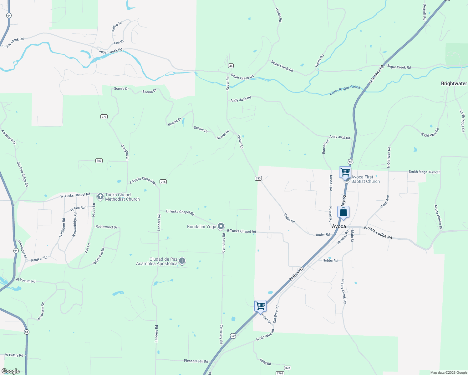 map of restaurants, bars, coffee shops, grocery stores, and more near 13054 Tucks Chapel Road in Rogers