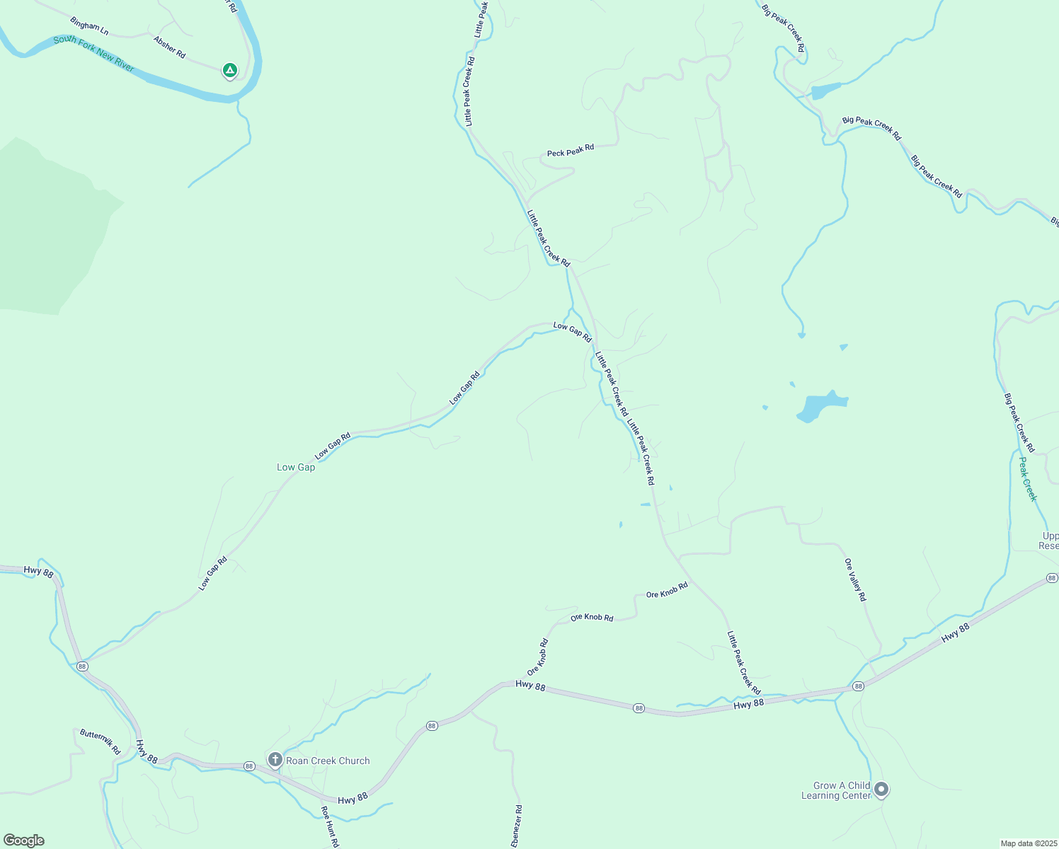 map of restaurants, bars, coffee shops, grocery stores, and more near 587 Ore Knob Manor Road in Jefferson