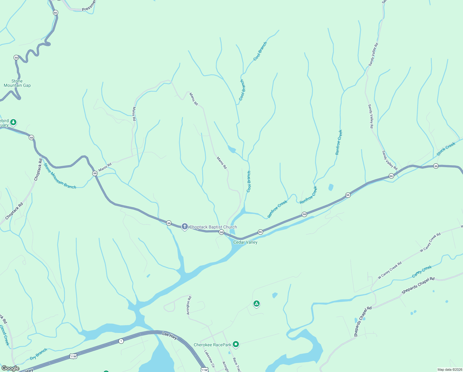 map of restaurants, bars, coffee shops, grocery stores, and more near 192 Manis Road in Rogersville
