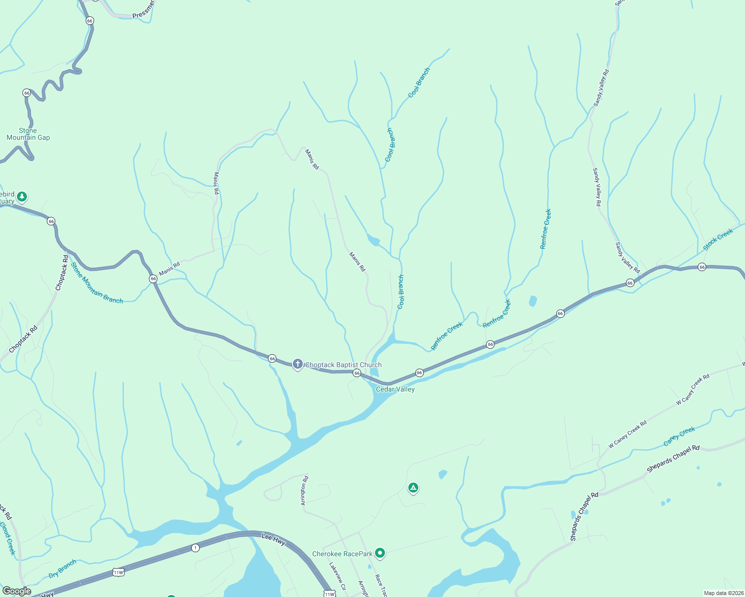 map of restaurants, bars, coffee shops, grocery stores, and more near 192 Manis Road in Rogersville