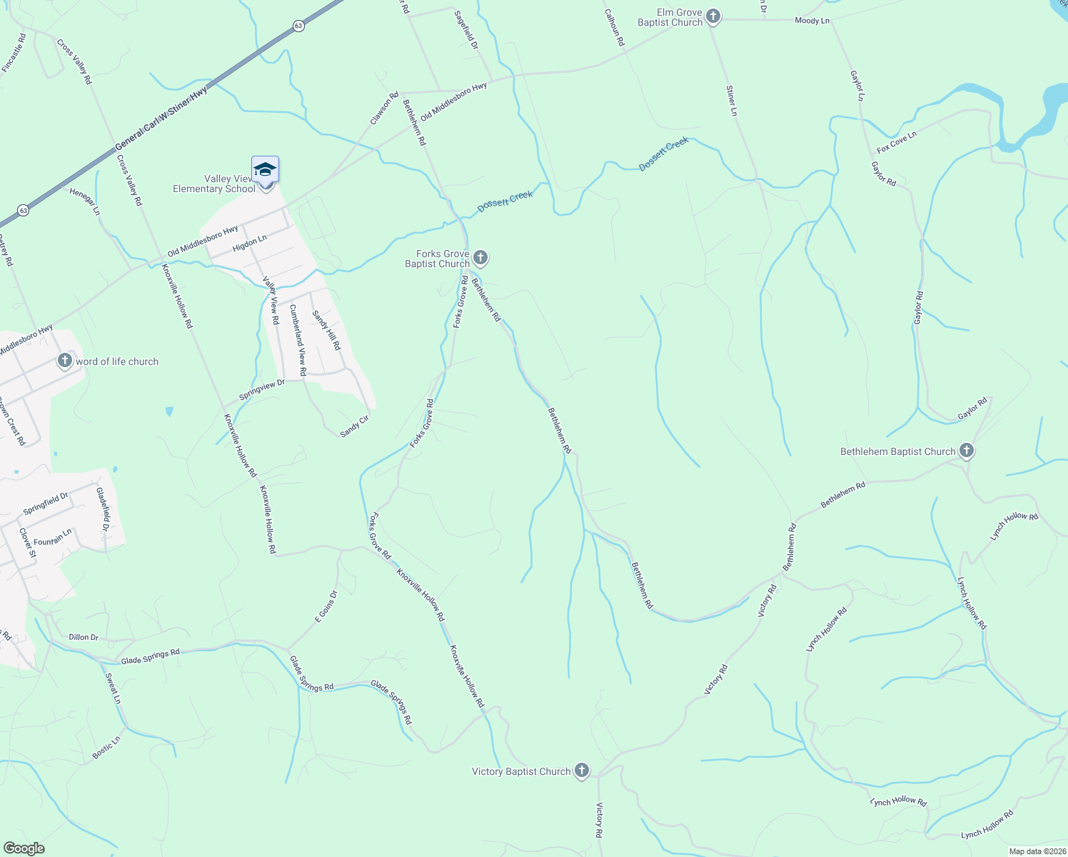 map of restaurants, bars, coffee shops, grocery stores, and more near 670 Bethlehem Road in LaFollette