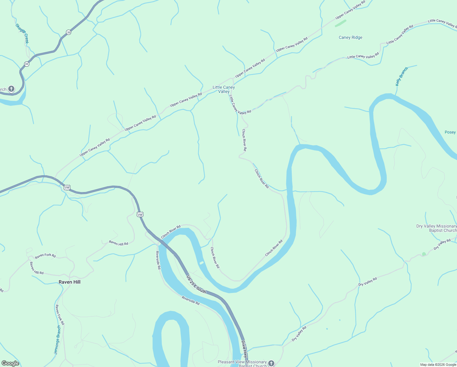 map of restaurants, bars, coffee shops, grocery stores, and more near 355 Clinch River Road in Tazewell
