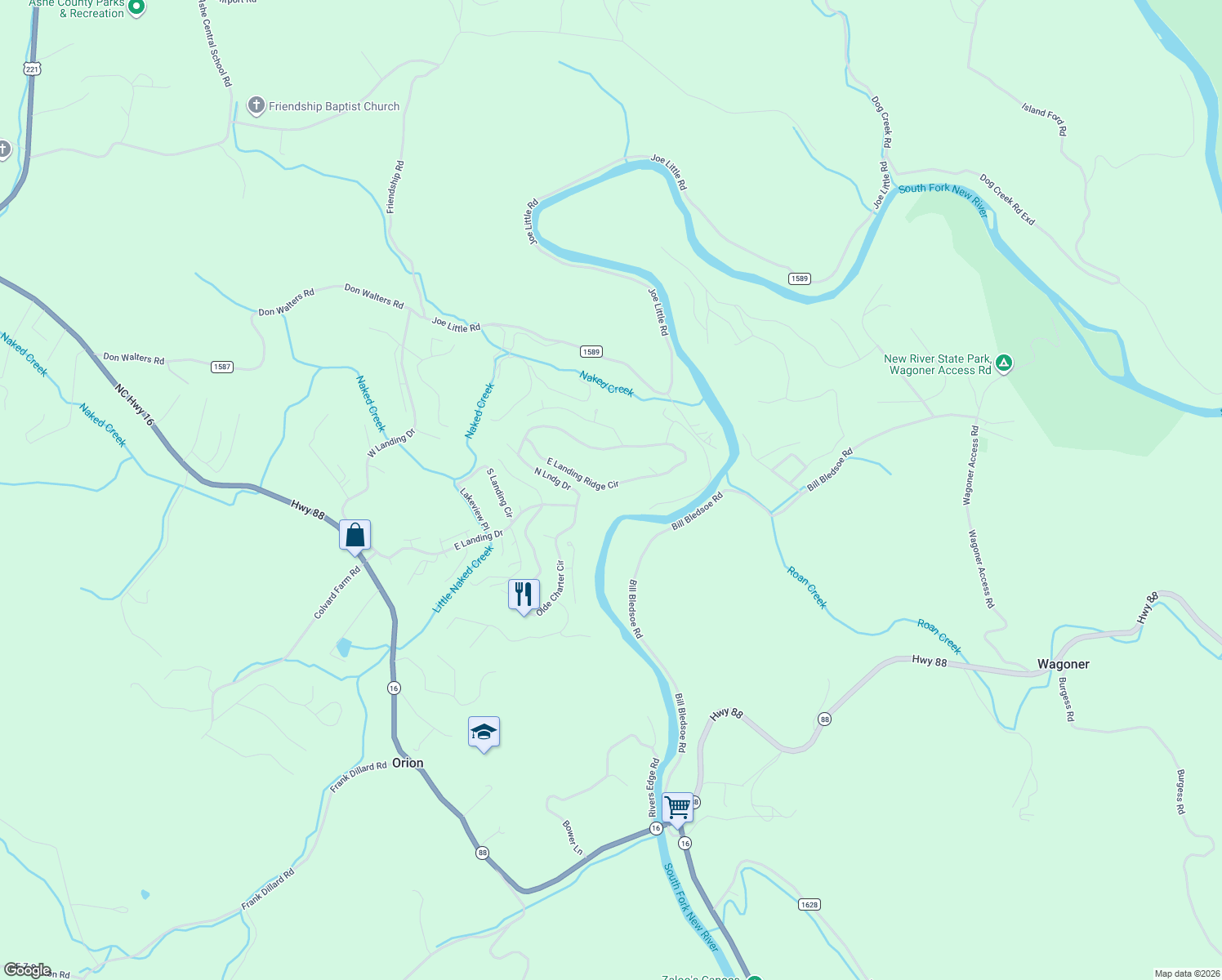 map of restaurants, bars, coffee shops, grocery stores, and more near 450 East Landing Ridge Circle in Jefferson