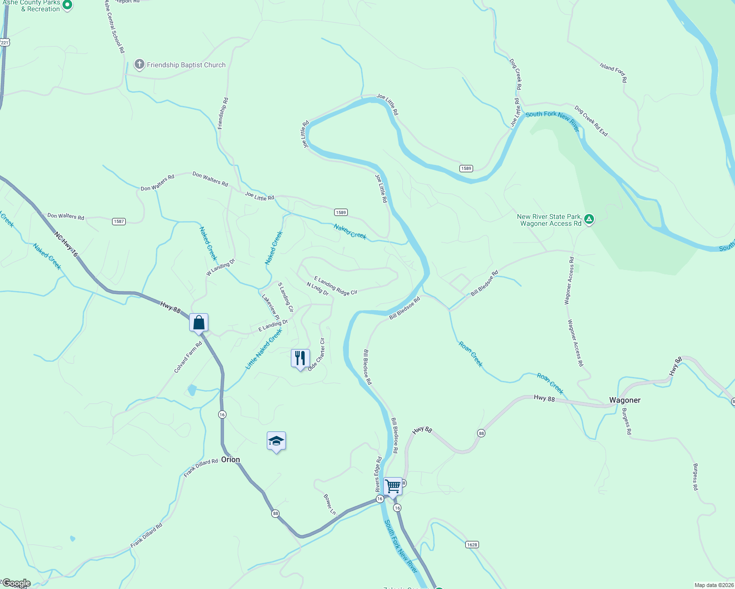 map of restaurants, bars, coffee shops, grocery stores, and more near 450 East Landing Ridge Circle in Jefferson