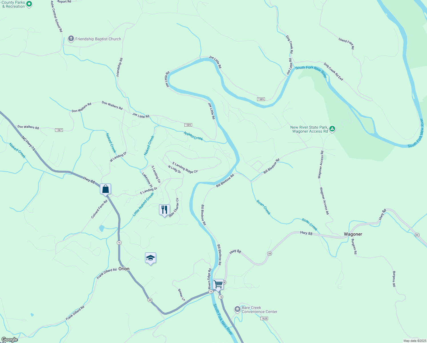 map of restaurants, bars, coffee shops, grocery stores, and more near 610 East Landing Ridge Circle in Jefferson